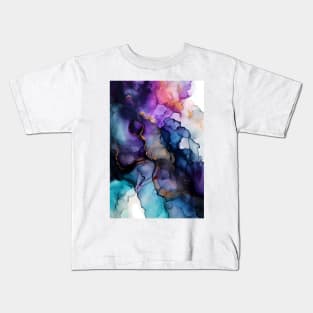 Galactic Glow - Abstract Alcohol Ink Art Kids T-Shirt
